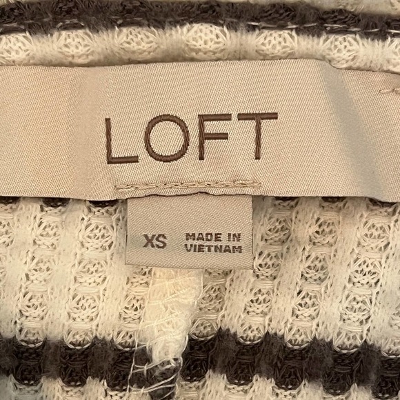 LOFT‎ STRIPED MOCK NECK WAFFLE KNIT PULLOVER SWEATER PRE-OWNED SIZE XS - Picture 11 of 13